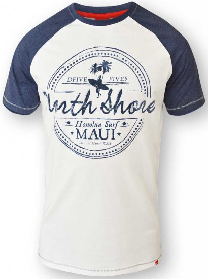 D555 JAYSON Raglan T-Shirt White - T-shirts - T-shirts Homme Grande Taille