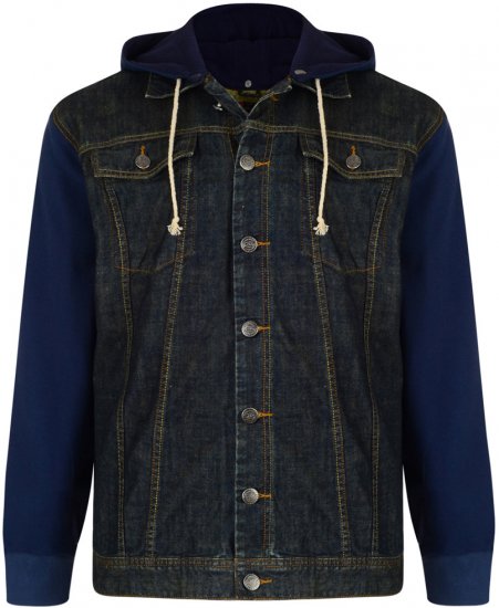 Kam Jeans Jose Denim Jacket With Detachable Hood - Vestes - Vestes homme grandes tailles