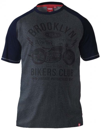 D555 HIRALDO Brooklyn Bikers Club T-Shirt Charcoal/Black - T-shirts - T-shirts Homme Grande Taille