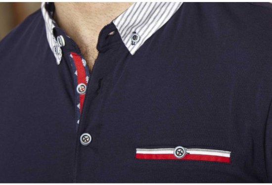 D555 GARFIELD Short Sleeve Stretch Polo Shirt Navy - Polos - Polos homme grande taille