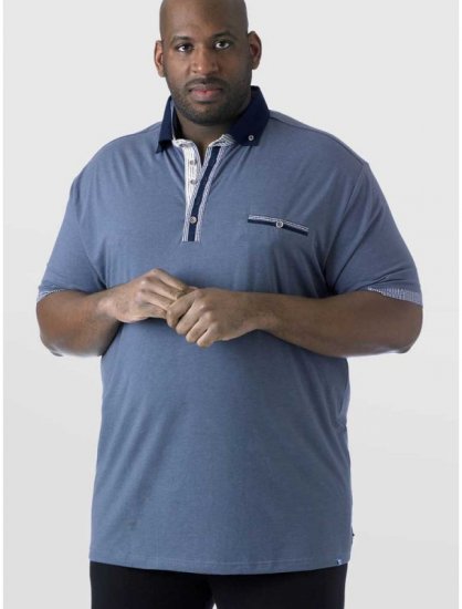 D555 SWANN Short Sleeve Stretch Polo Denim Melange - Polos - Polos homme grande taille