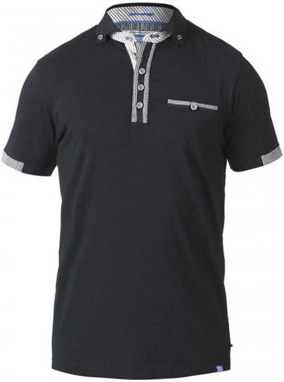 D555 SWANN Short Sleeve Stretch Polo Black - Polos - Polos homme grande taille