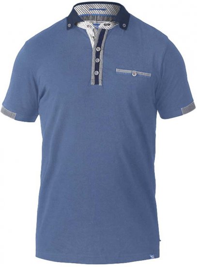 D555 SWANN Short Sleeve Stretch Polo Denim Melange - Polos - Polos homme grande taille