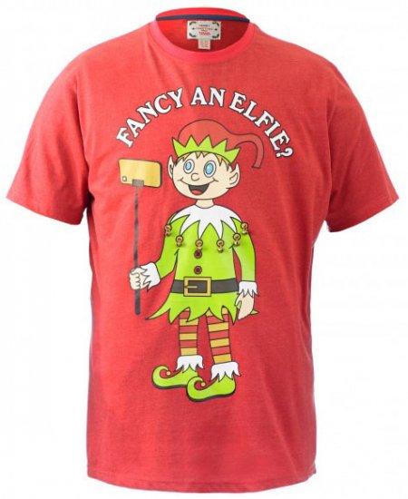 D555 Fancy an Elfie T-shirt Red - T-shirts - T-shirts Homme Grande Taille