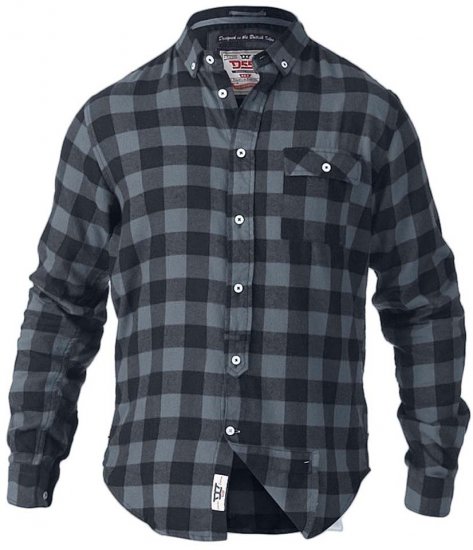 D555 Lawton LS Flannel Shirt Grey - Chemises - Chemises Grandes Tailles Hommes