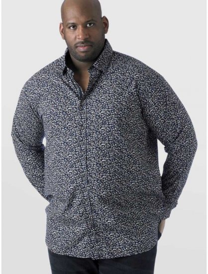 D555 Radcliff LS Printed Shirt Navy - Chemises - Chemises Grandes Tailles Hommes