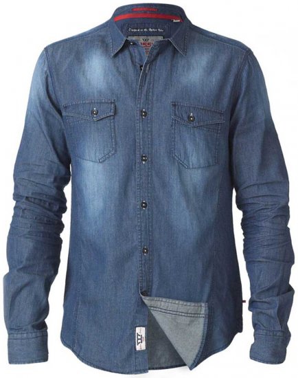 D555 Tobias LS Vintage Denim Shirt - Chemises - Chemises Grandes Tailles Hommes