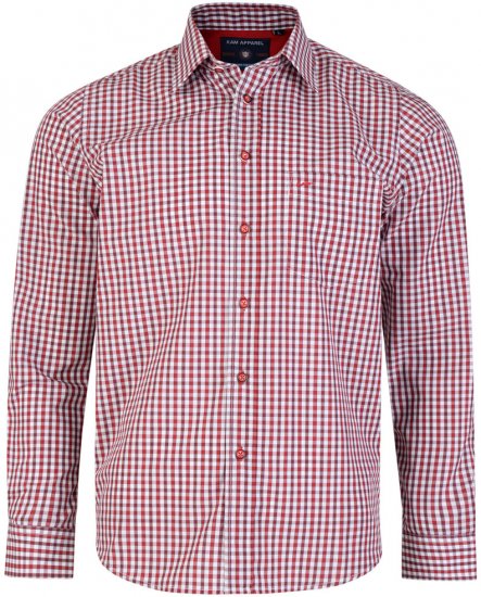 Kam Jeans 6140 Long Sleeve Shirt Red - Chemises - Chemises Grandes Tailles Hommes