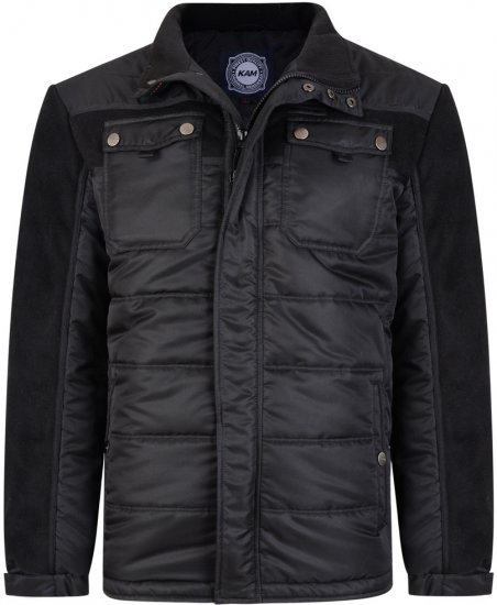 Kam Jeans 66 Padded Qulited Jacket Black - Vestes - Vestes homme grandes tailles