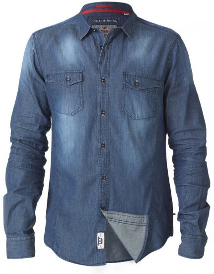 D555 Tobias LS Vintage Denim Shirt - Chemises - Chemises Grandes Tailles Hommes