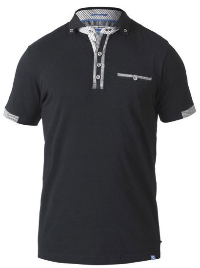 D555 SWANN Short Sleeve Stretch Polo Black - Polos - Polos homme grande taille