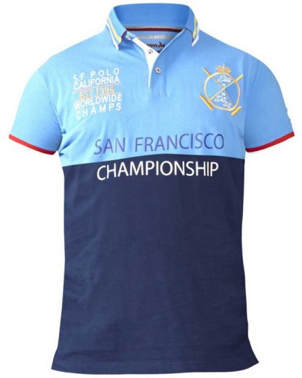 D555 Ernest Polo Blue & Navy - Polos - Polos homme grande taille