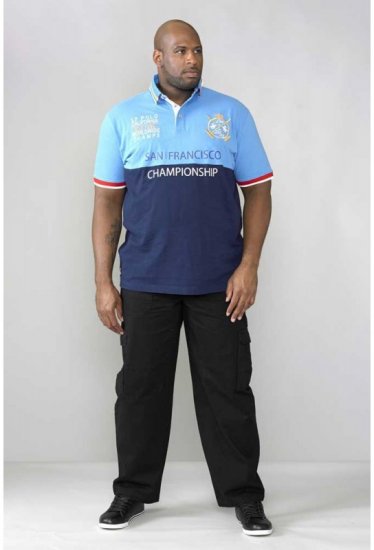 D555 Ernest Polo Blue & Navy - Polos - Polos homme grande taille