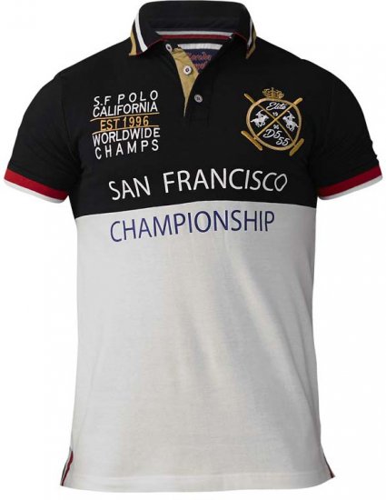 D555 Ernest Polo Black & White - Polos - Polos homme grande taille