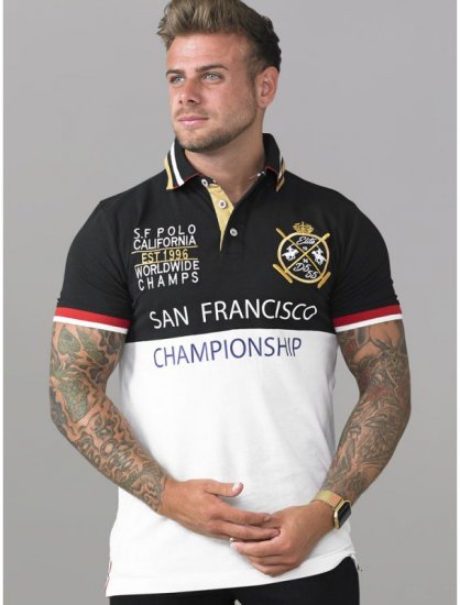 D555 Ernest Polo Black & White - Polos - Polos homme grande taille
