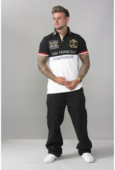 D555 Ernest Polo Black & White - Polos - Polos homme grande taille