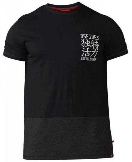D555 Emerson T-shirt Black & Charcoal - T-shirts - T-shirts Homme Grande Taille