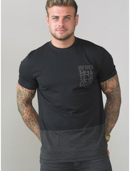 D555 Emerson T-shirt Black & Charcoal - T-shirts - T-shirts Homme Grande Taille