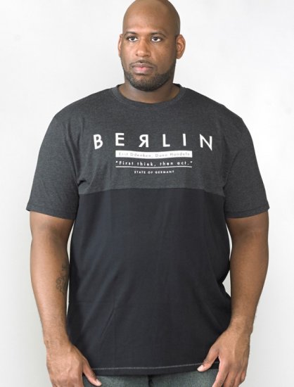 D555 Hamish T-shirt Charcoal & Black - T-shirts - T-shirts Homme Grande Taille
