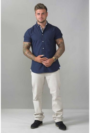 D555 Norman Short Sleeve Oxford Shirt Navy - Chemises - Chemises Grandes Tailles Hommes