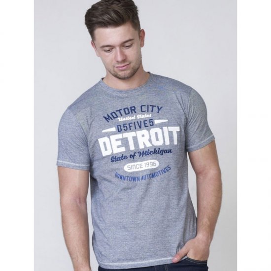 D555 Darcy Embroidered T-shirt Blue - T-shirts - T-shirts Homme Grande Taille