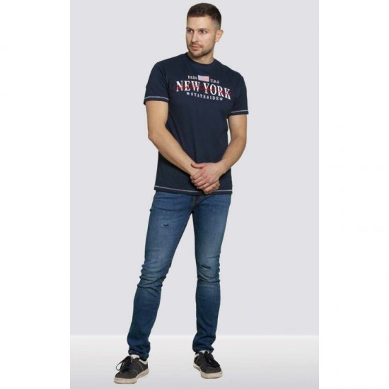 D555 Thornton Embroidery T-shirt Navy - T-shirts - T-shirts Homme Grande Taille