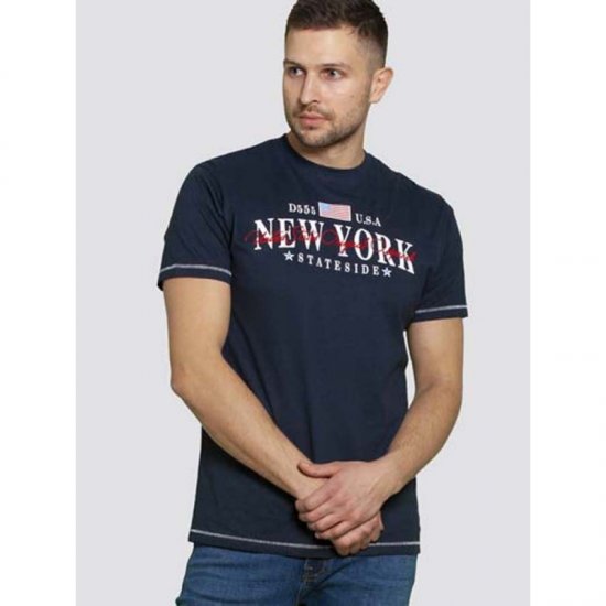 D555 Thornton Embroidery T-shirt Navy - T-shirts - T-shirts Homme Grande Taille