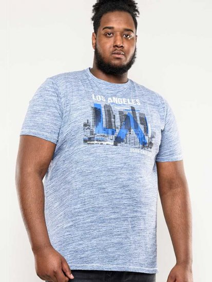 D555 Hobart LA Printed T-Shirt Blue - T-shirts - T-shirts Homme Grande Taille