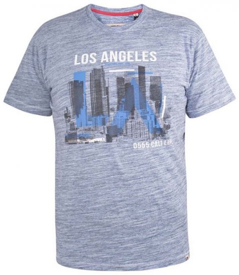 D555 Hobart LA Printed T-Shirt Blue - T-shirts - T-shirts Homme Grande Taille