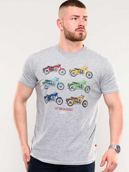 D555 Bathurst Custom Classics Motorbike Printed T-Shirt Grey - T-shirts - T-shirts Homme Grande Taille
