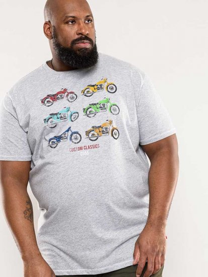 D555 Bathurst Custom Classics Motorbike Printed T-Shirt Grey - T-shirts - T-shirts Homme Grande Taille