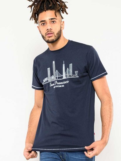 D555 Randwick San Francisco Printed T-Shirt Navy - T-shirts - T-shirts Homme Grande Taille
