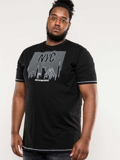 D555 Willoughby NYC Dot Printed T-Shirt Black - T-shirts - T-shirts Homme Grande Taille