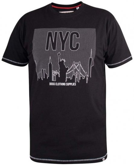D555 Willoughby NYC Dot Printed T-Shirt Black - T-shirts - T-shirts Homme Grande Taille