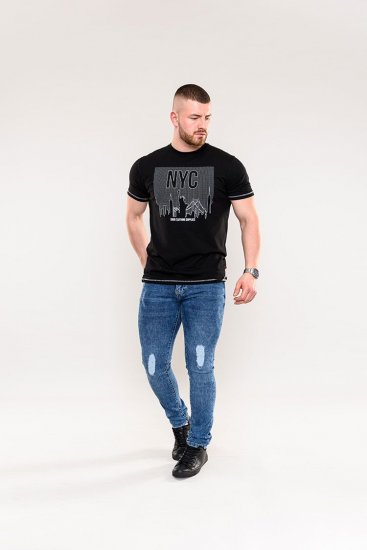 D555 Willoughby NYC Dot Printed T-Shirt Black - T-shirts - T-shirts Homme Grande Taille