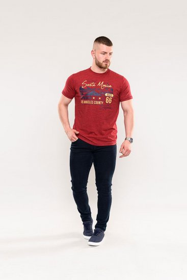 D555 Brisbane Santa Monica Route 66 Printed T-Shirt Red - T-shirts - T-shirts Homme Grande Taille