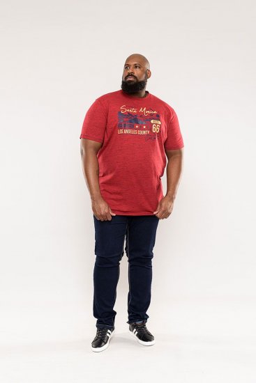 D555 Brisbane Santa Monica Route 66 Printed T-Shirt Red - T-shirts - T-shirts Homme Grande Taille