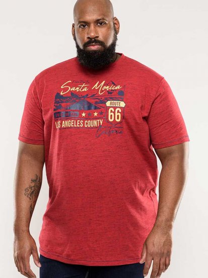 D555 Brisbane Santa Monica Route 66 Printed T-Shirt Red - T-shirts - T-shirts Homme Grande Taille