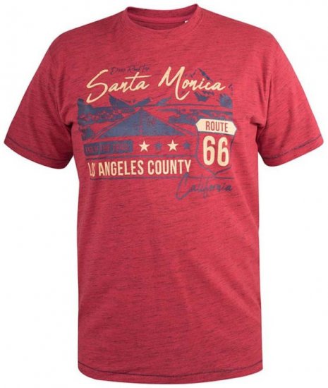 D555 Brisbane Santa Monica Route 66 Printed T-Shirt Red - T-shirts - T-shirts Homme Grande Taille