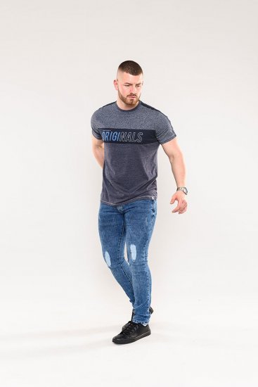 D555 Anson Originals Printed T-shirt Denim Marl - T-shirts - T-shirts Homme Grande Taille