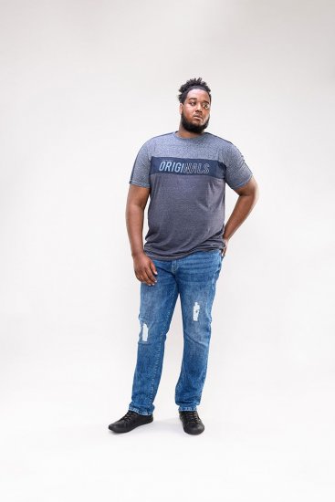 D555 Anson Originals Printed T-shirt Denim Marl - T-shirts - T-shirts Homme Grande Taille