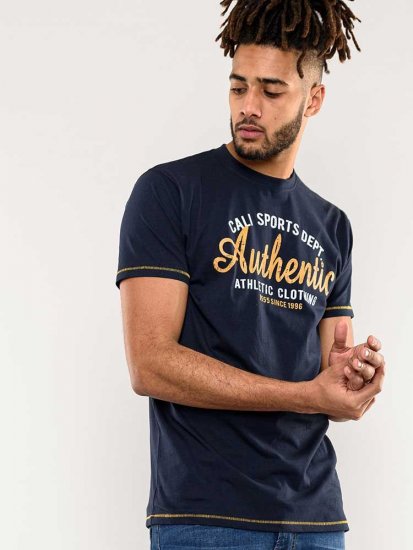 D555 Jasper Authentic Printed T-shirt Navy - T-shirts - T-shirts Homme Grande Taille