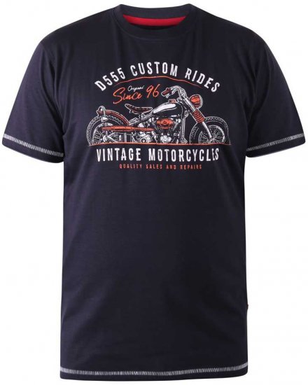 D555 CHESHUNT Vintage Motorcycle T-Shirt - T-shirts - T-shirts Homme Grande Taille