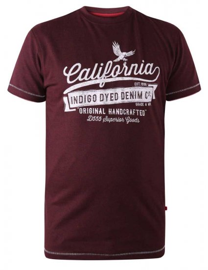 D555 Wharf California Eagle Printed T-Shirt Burgundy - T-shirts - T-shirts Homme Grande Taille