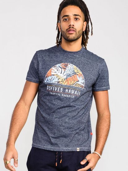 D555 Upton Hawaii Leaf Printed T-Shirt - T-shirts - T-shirts Homme Grande Taille