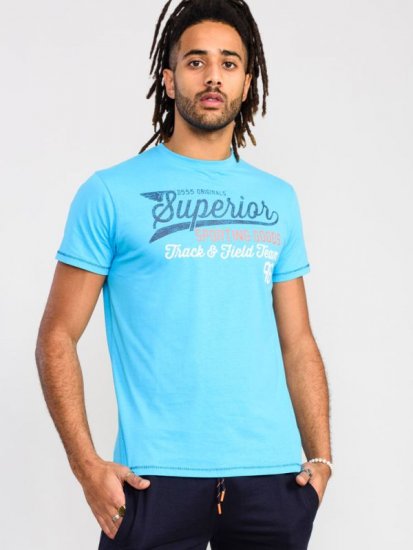 D555 Rushden Superior Printed T-Shirt Turquoise - T-shirts - T-shirts Homme Grande Taille
