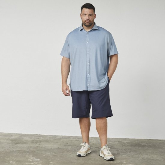 North Latitude 61116 Chemise Piqué Chinée Manches Courtes Bleu - Polos - Polos homme grande taille