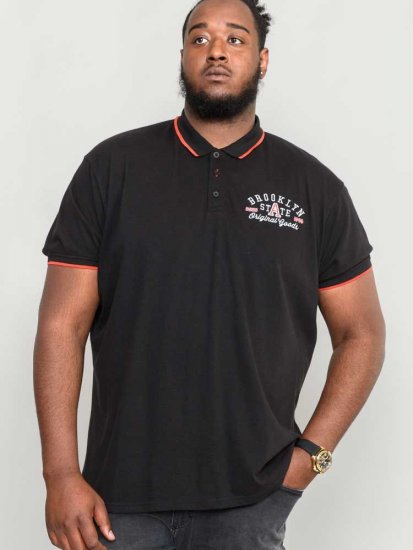 D555 Canning Chest Embroidery Polo Shirt Black - Polos - Polos homme grande taille