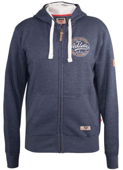 D555 Orchid Chest Printed Zip Through Hoody Denim Blue - Sweatshirts & hoodies - Sweatshirts/Hoodies grande taille homme