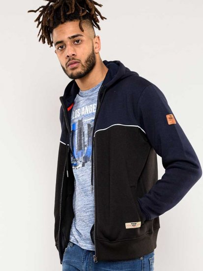 D555 Vincent Full Zip Hoody With Chest And Sleeve Piping Detail - Sweatshirts & hoodies - Sweatshirts/Hoodies grande taille homme